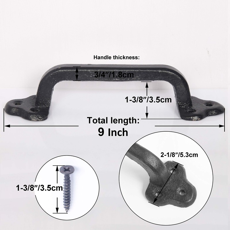 WEBI Rustic Gate Handle:9 Inch Cast Iron Sliding Barn Door