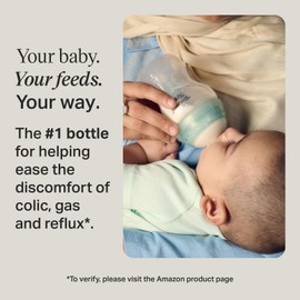 Tommee Tippee Advanced Anti-Colic 9 oz BPA Free Baby Bottles, Newborn 0+ Months, Slow Flow Breast-Like Nipple, Unique Design Keeps Air Away from Milk and Baby, Pink and Purple, Pack of 2