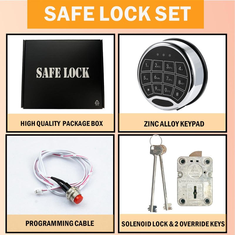Digital Electronic Keypad Lock for Left Swing Bolt Safes, Gun
