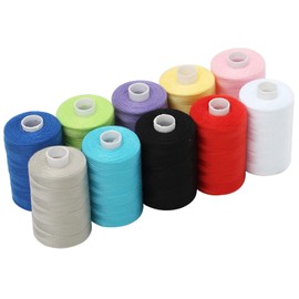 Haobase Sewing Thread Assortment Coil 10 Colors 1000 Yards Per Spool 40S/2 Polyester Thread Sewing Kit for Hand and Machine Sewing (Color02)