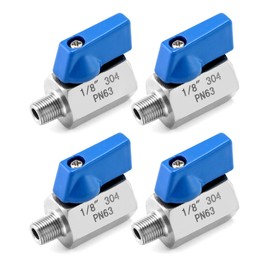 QWORK Mini Ball Valve, 4 Pack 1/8" Female & Male NPT Thread Stainless Steel Valves for Reliable Shut-Off Valve