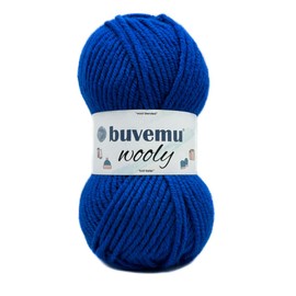 Wooly Soft Fluffy Bulky Weight #5 Wool Blended Fast Knitting Crocheting Yarn, 25% Wool 75% Acrylic, 100 Gram (3.53 Ounces) 109 Yards (100 Meters) (Royal Blue)