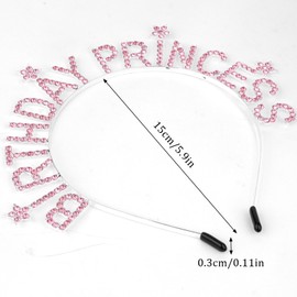 Bumlofa Pink Mädchen Birthday Girl Haarreifen Mädchen - Glitzernde ‘Birthday Princess’ Haarschmuck für Geburtstagsfeier