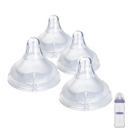 4 Count Bottle Nipples Compatible with Lansinoh NaturalWave Bottle, Soft and Durable Silicone Bottle Nipples, BPA-Free Replacement Bottle Nipple M