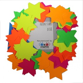 Fluorescent Neon Stars 42mm 100 Count (Pack of 1) for Sales Shops and Cars