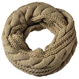 Miobo Knitted Loop Scarf, Braid Pattern, Warm Wool, High Quality, 60 x 30 cm, taupe