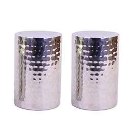 Hosley Modern Elegance Set of 2 Silver Color Pillar Candle Holders (6" High) Versatile Candle Stands Also Perfect as Vases Stylish Home Decor Accent for Ambiance and Gifting