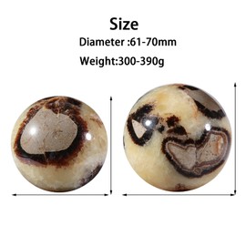moonsix Natural Septarian Dragon Stone Sculpture Round Ball Sphere with Wooden Stand Crystal Figurine for Feng Shui Witch Decor, 2.4-2.75 inches