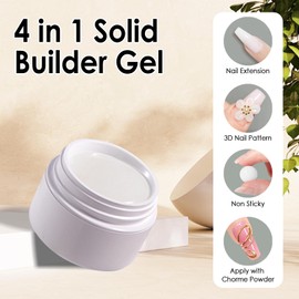 IFFANSHU Solid Builder Gel for Nails, 3D Gel Nail Art White Non Stick Hand Hard Gel Sculpting Gel Carving Gel Modeling Gel Nail Extension Soak Off UV LED Gel Nail Art Salon
