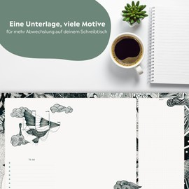 Ligarti Desk Pad Paper (100% Sustainable) A3+ Weekly Planner Pad with To Do List and Changing Motifs - Weekly Planner Undated, Desk Mat (Cosmos)