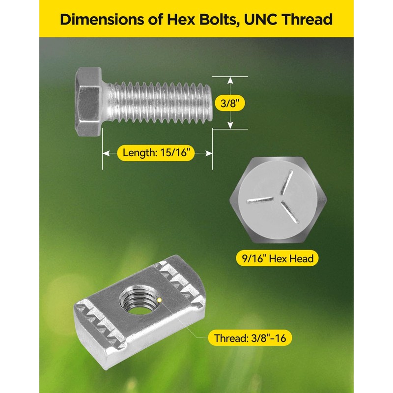 GZBEVITAR Strut Channel Nut and Bolt - 3/8" x 15/16"