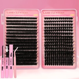 Gmagictobo Gmagictobo Cluster Eyelash Extensions Wispy Lash Clusters Kit 544Pcs Volume 100D 120D Eyelash Clusters D Curl Lashes Clusters DIY Individual Lashes Clusters Lash Cluster Glue Lash Tweezers