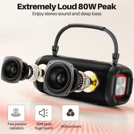 Portable Karaoke Machine, Speaker with Microphone, Three Echo Levels, Indoor and Outdoor Modes, Deep Bass, IPX6, BT 5.3, Supports AUX, TF, USB