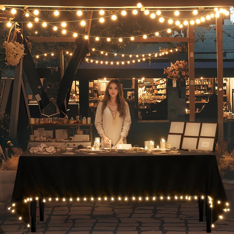 Tao-Ge Light Up Black Rectangle Table Cloth 60 x 120