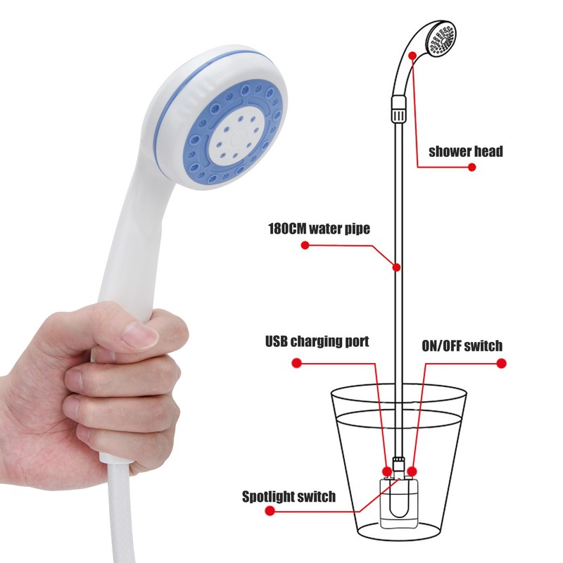 Portable Outdoor Shower Set Camping Shower Pump Handheld Sprayer for