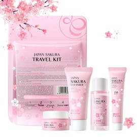 Japan Sakura Skin Care Set for Teenage Girls, Moisture Skincare Set, Anti-Ageing Face Care Set, Beauty Gift Set, Travel Set with Cleansing Toner, Face Cream, Sun Cream SPF50+