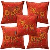 Sophia: 5 pcs Handmade Sequin Embroidery Ethnic Indian Elephant Throws Pillow Cases Toss Cushion