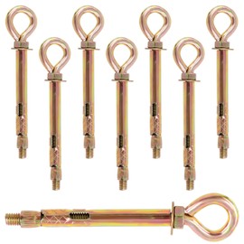 Swpeet 8Pcs M6 Thread Wall Concrete Brick Expansion Screws Closed Anchor Hook, Expansion Eyebolt Screws Bolts, Heavy-Duty Expansion Bolts with Eye Ring, Sleeve Anchor, Expansion Hooks