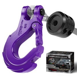 AUTMATCH Winch Hook 3/8" - Clevis Slip Hook with Safety Latch & Winch Cable Hook Stopper, Grade 70 Forged Steel Max 39,600Lbs Work for Winch Rope, ATV, UTV, Off Road Vehicle, Purple