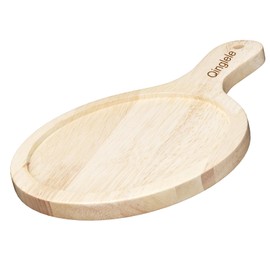 Qinglele Wooden Pizza Plate, Pizza Board Made of Rubber Wood, Thick, Diameter 17.8 cm, Pizza Chopping Board Round, Pizza Wooden Board Small with Handle, Pizza Plate for Pizza