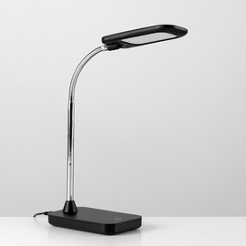 MiniSun Modern Gloss Black & Chrome 5w LED Touch Dimmer Adjustable Task Desk Lamp [6500K]