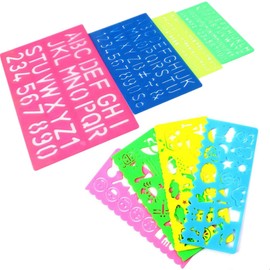 8 Pcs Kids' Drawing Template Alphabet Letter Stencils Plastic Number Stencils Reusable Letter Stencils Guides for DIY Craft Scrapbook Artistic Crafting Drawing Templates