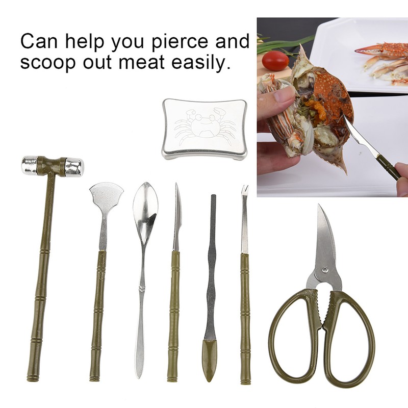 8PCS Lobster Crab Cracker Tools Stainless Steel Seafood Claw Tool