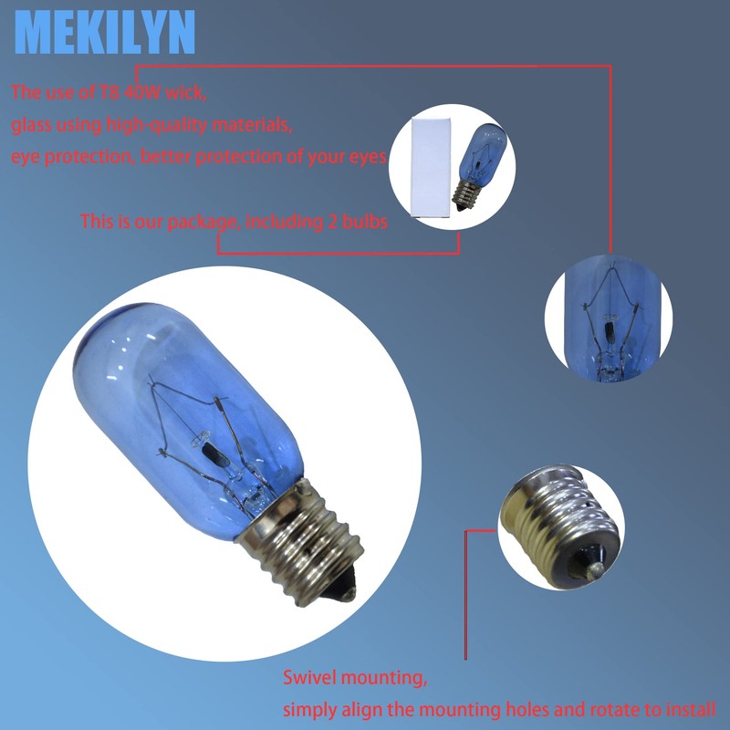 MEKILYN 120v 40w Refrigerator Light Bulb, for Whirlpool Kenmore Frigidaire