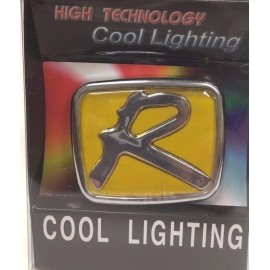 NON BRAND 1 PIECE 3" DIAGONAL YELLOW " R " EMBLEM BADGE WITH LIGHT JDM TYPE R A LOGO