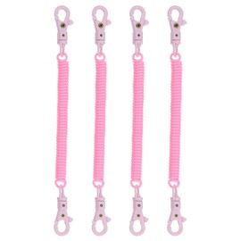 PATIKIL Retractable Coil Springs Keychain, 4 Pack Anti-lost Key Chain Holder Lanyard Cord with Plastic Lobster Clasp for Keys Wallet, Pink