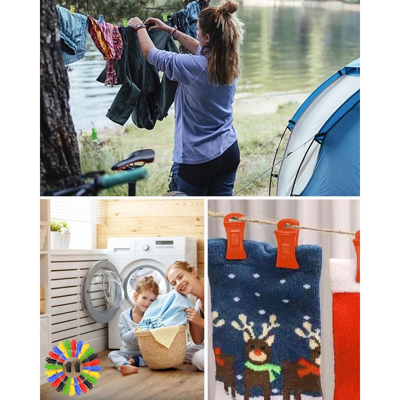AORHOFJ Pack of 15 Sock Holders with Hooks, Washing Machine