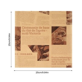 100 Blätter Deli Papierblätter, Wrap Papier 25x25cm, Sandwich Papier, Pommes Papier für Korb, Backpapier, Burger Papier, Verpackungspapier für Burger, Butterbrot, Käse, Pommes Frites, Kuchen