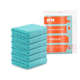 SPTA Microfiber Drying Towel Car Wash Drying Towel, 6 Pack Super Plush Edgeless Car Wash Towels for Auto Detailing, 16.1x17.7 in, 420GSM, Teal Blue-MT039