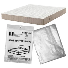 UBOXES Moving Supplies King Size Mattress Cover/Bag 76x15x104 in, (KINGCOVER01),Clear Plastic