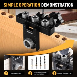 3-in-1 Pocket Hole Jig Kit, 8/10/15mm Woodworking Drilling Template Set, with Positioning Clip Adjustable Drill Guide Punch Locator Carpentry Tools