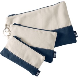 Lands' End Zip Canvas Pouch 3PK Natural/radiant Navy One Size