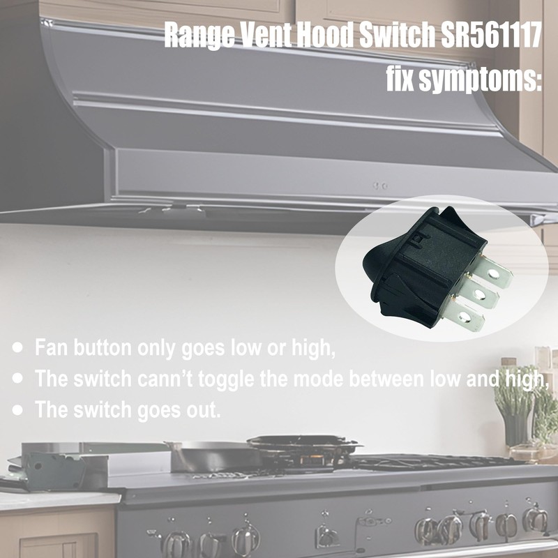 DTAIR SR561117 Range Hood Rocker Switch Replacement for Nutone Range