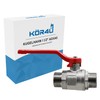 kör4u Brass Ball Valve with Red Steel Handle, 1 1/2