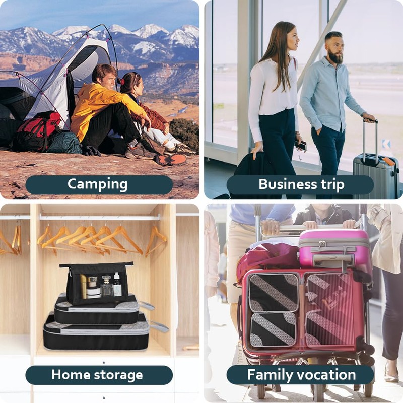 Joyoldelf Compression Suitcase Oragnizer Set - 7-Piece Compression Packing Cubes,