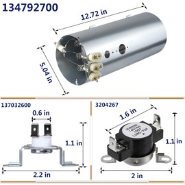 Monkemon 134792700 Dryer Heating Element, 137032600 Thermal Limiter and 3204267 Thermostat Compatible with Electrolux Frigidaire Dryers, Replacement PS2349309 AP4368653 AP4368739 PS2349395 and AP21314