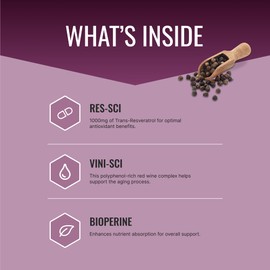 Approved Science® Resveratrol - 1000 mg of Trans Resveratrol - 250 mg of Polyphenol - 98% Purity Level - Includes Bioperine® - 60 Vegan Friendly Capsules - 1 Bottle