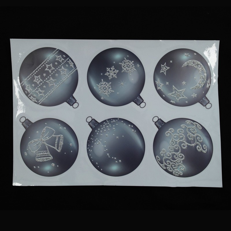 Articlings 12 x Bauble Window Clings with Glitter Patterns and