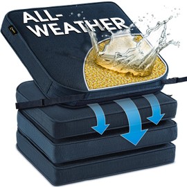 SUNROX DryFast Foam Outdoor Chair Cushion with DryMesh Drainage, All-Weather FadeShield Water Resistant Patio Furniture Cushions, Ultra Durable Patio Chair Cushions 19"x19", 4 Pack Navy