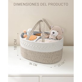 Timotech Organizador de Pañales Bebé, Cesta Pañales Recién Nacido, Pañalera para Bebé, Organizador de Ropa de Bebé y Cesta de Almacenamiento para Bebé, Portátil y Perfecto para Regalo