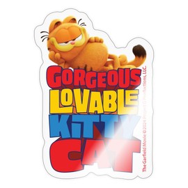 Spreadshirt The Garfield Movie Text Gorgeous, Lovable Cat Sticker, 10 x 10 cm, Transparent Glossy