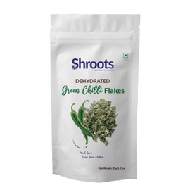 SHROOTS Dehydrated Green Chilli Flakes Pure Vegetarian Gluten-Free No Added Salt Easy Cooking Machine Essential Dried Vegetable with Natural Aroma Perfect for Seasoning & Spice Mix 1.23 oz, Pack of 1