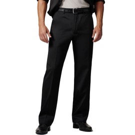 Men's Cozy Hidden Expandable Waist Dress Pants | Premium Stretch Texture Weave Work to Weekend Pant (Black,32W×32L)