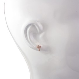 Tisoro Sterling Silver Cross Earrings with Cubic Zirconia Studs - 100% Hypoallergenic & Allergy Free (Rose Gold)