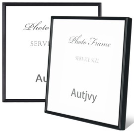 Autjvy 6x6 Picture Frame Set of 2, Black Modern Simple Thin Aluminum Metal Square Photo Frame with HD Glass, Display for Tabletop and Wall, 2 Pack