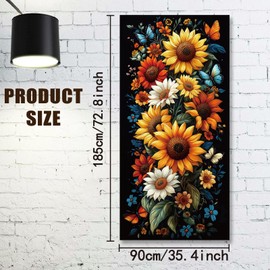 arricraft Door Cover with Sunflower Motif, 1 Piece, Black Summer Door Banner, Photography Background, Party Accessories for Everyday Party, Front Door Decoration